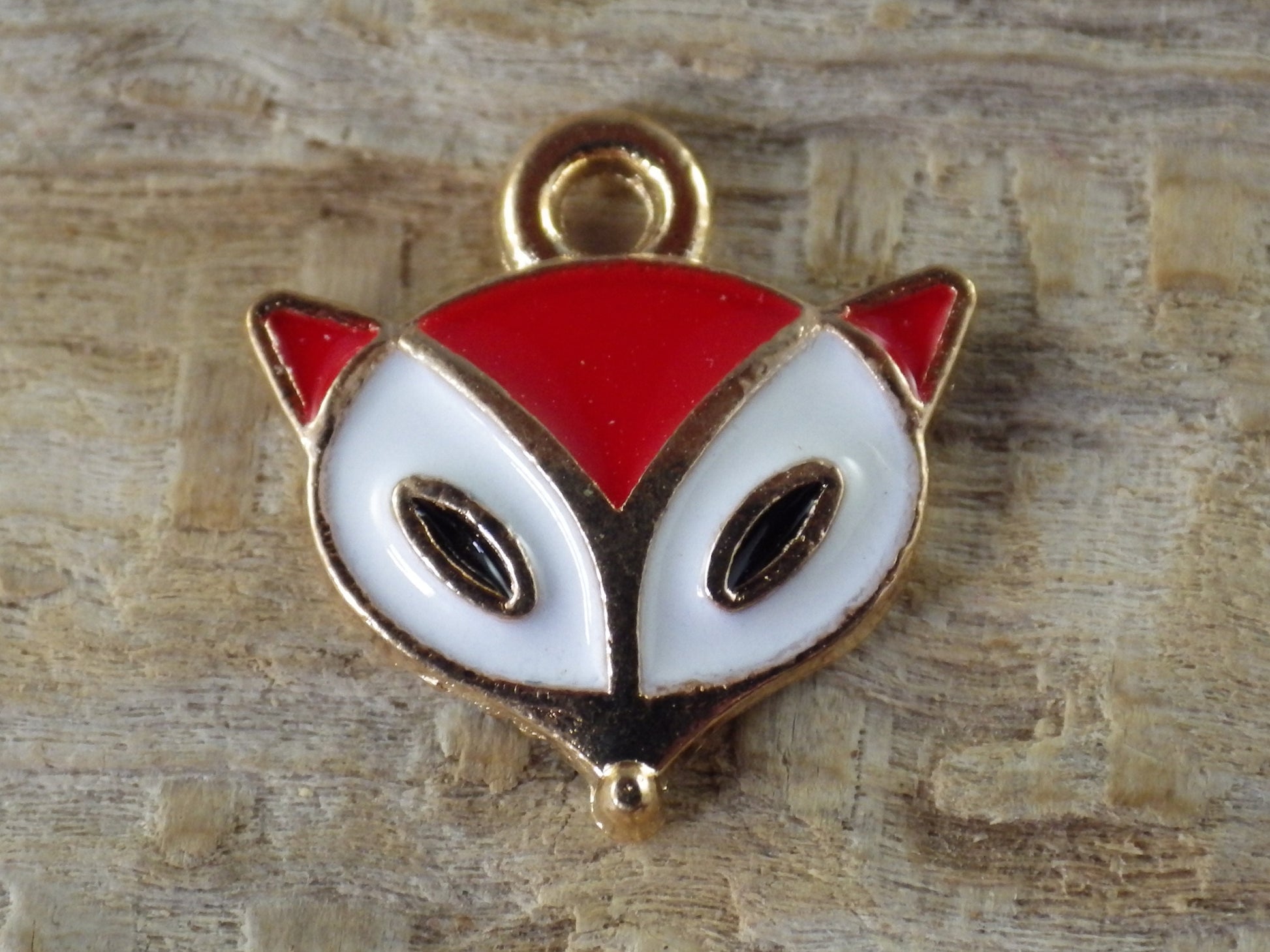 2 x Dainty Little Red Fox Enamel Charms, 13x13mm Cute Fox Head Pendants, Wiccan Pagan Earring Charms, Jewelry Making Supplies, UK Seller