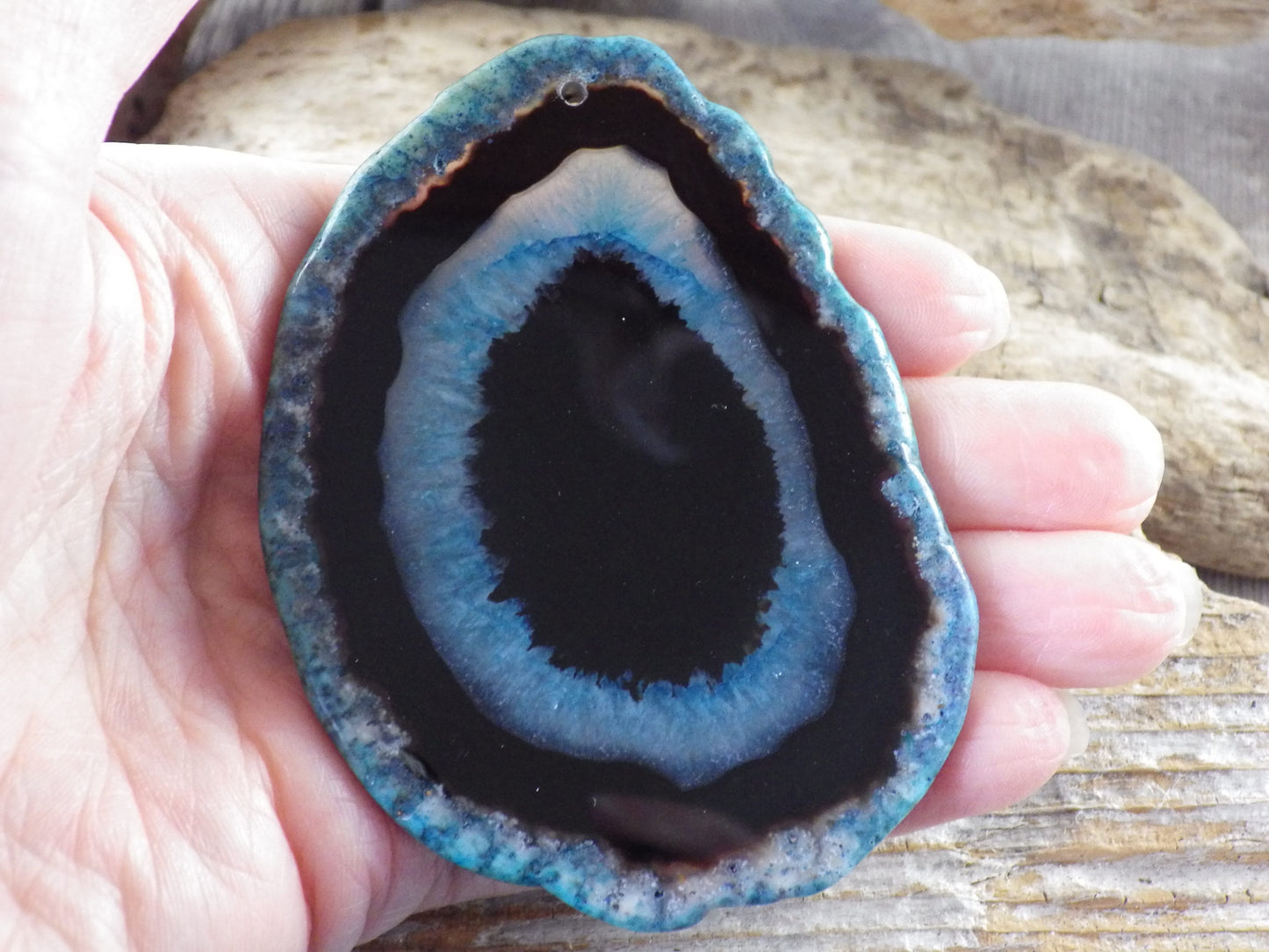 Large Druzy Quartz Geode Agate Slice Pendant, 84x61mm, Semi Precious Gemstone, Flat Back Loose Designer Stone, Jewellery Making Supplies S1