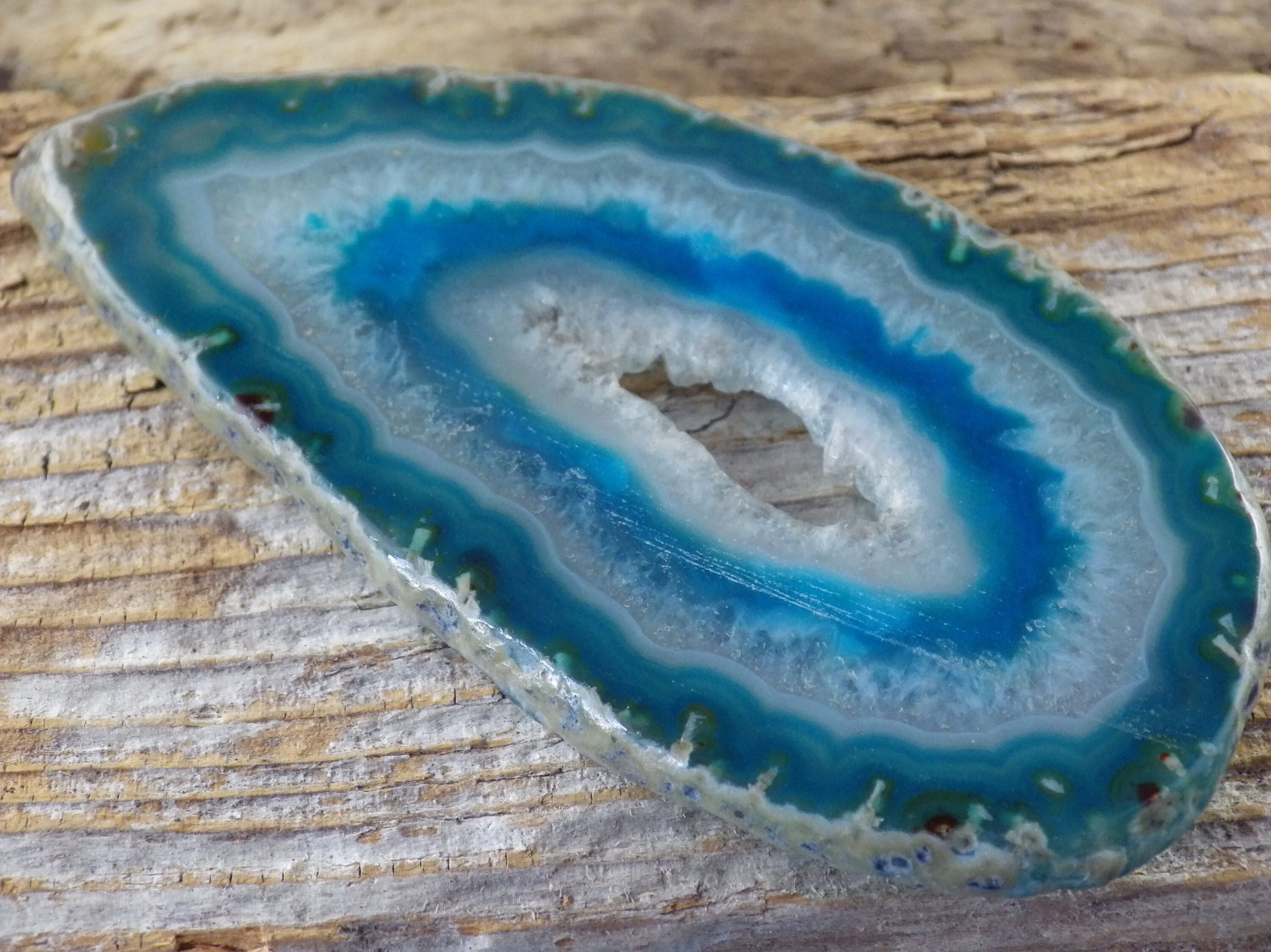 Large Turquoise Blue & White Druzy Quartz Geode Slice Pendant 94x48mm, Semi Precious Gemstone, Flat Back Loose Stone, Jewellery Supplies S2