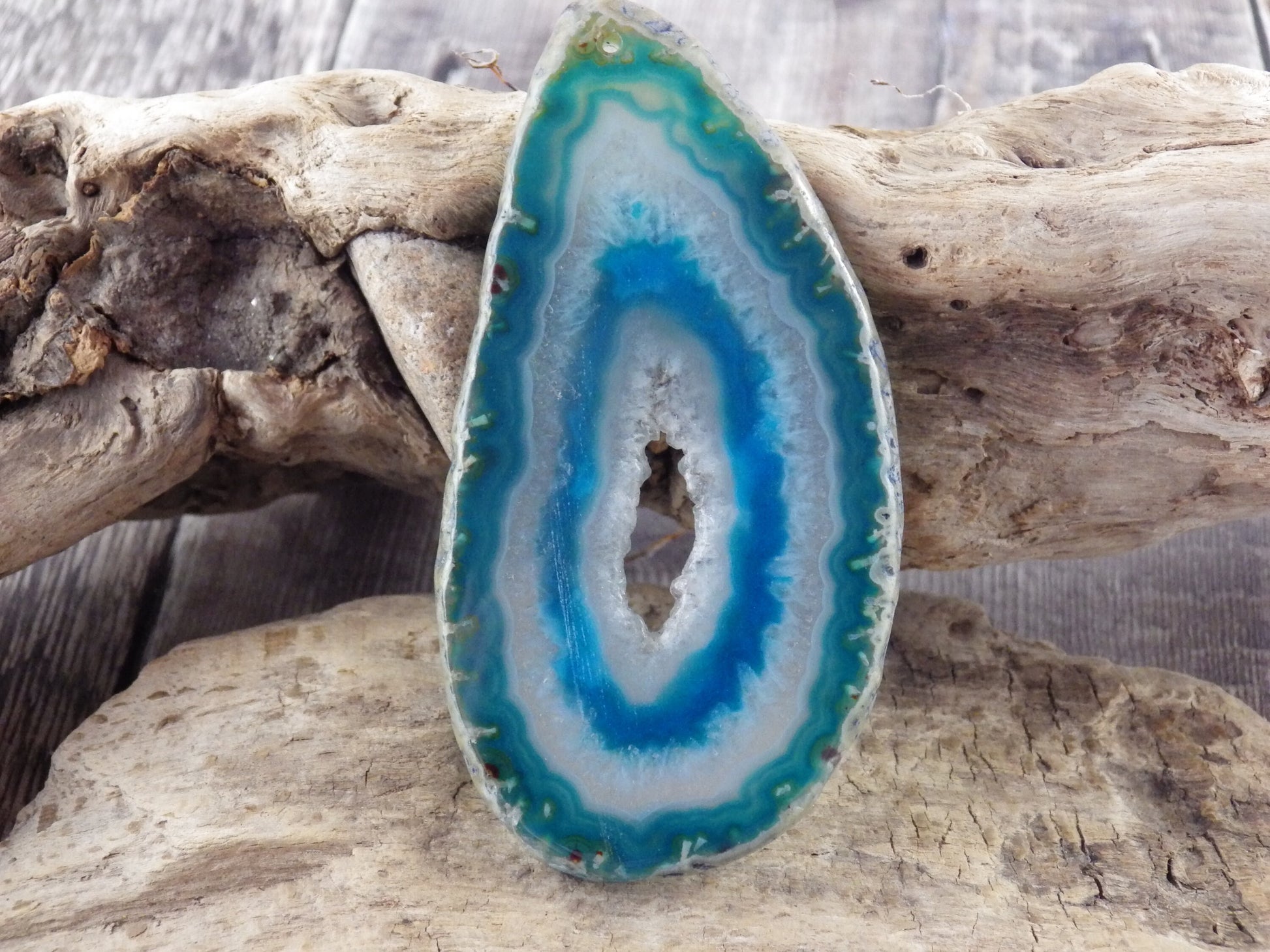 Large Turquoise Blue & White Druzy Quartz Geode Slice Pendant 94x48mm, Semi Precious Gemstone, Flat Back Loose Stone, Jewellery Supplies S2