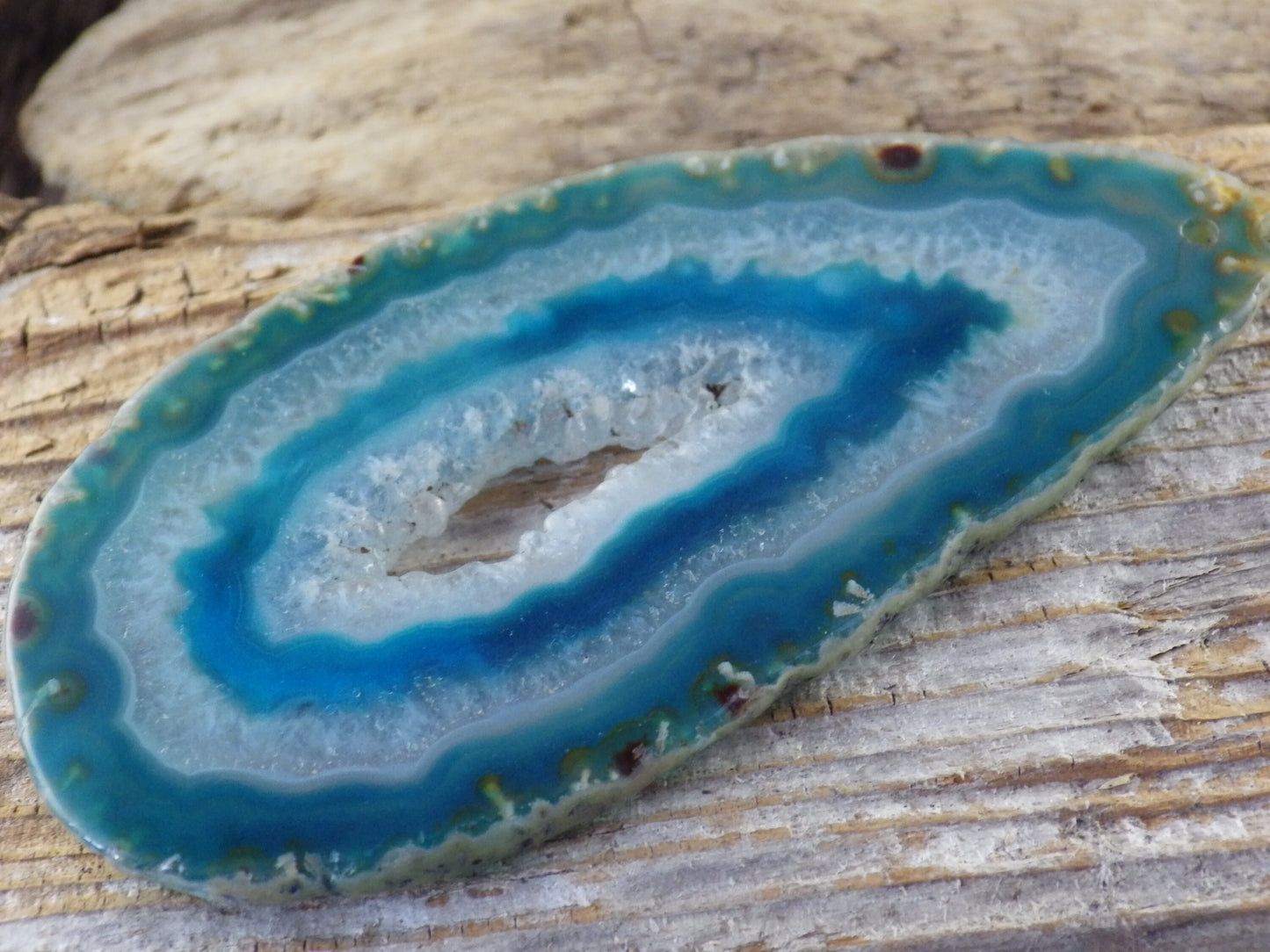 Large Turquoise Blue & White Druzy Quartz Geode Slice Pendant 94x48mm, Semi Precious Gemstone, Flat Back Loose Stone, Jewellery Supplies S2