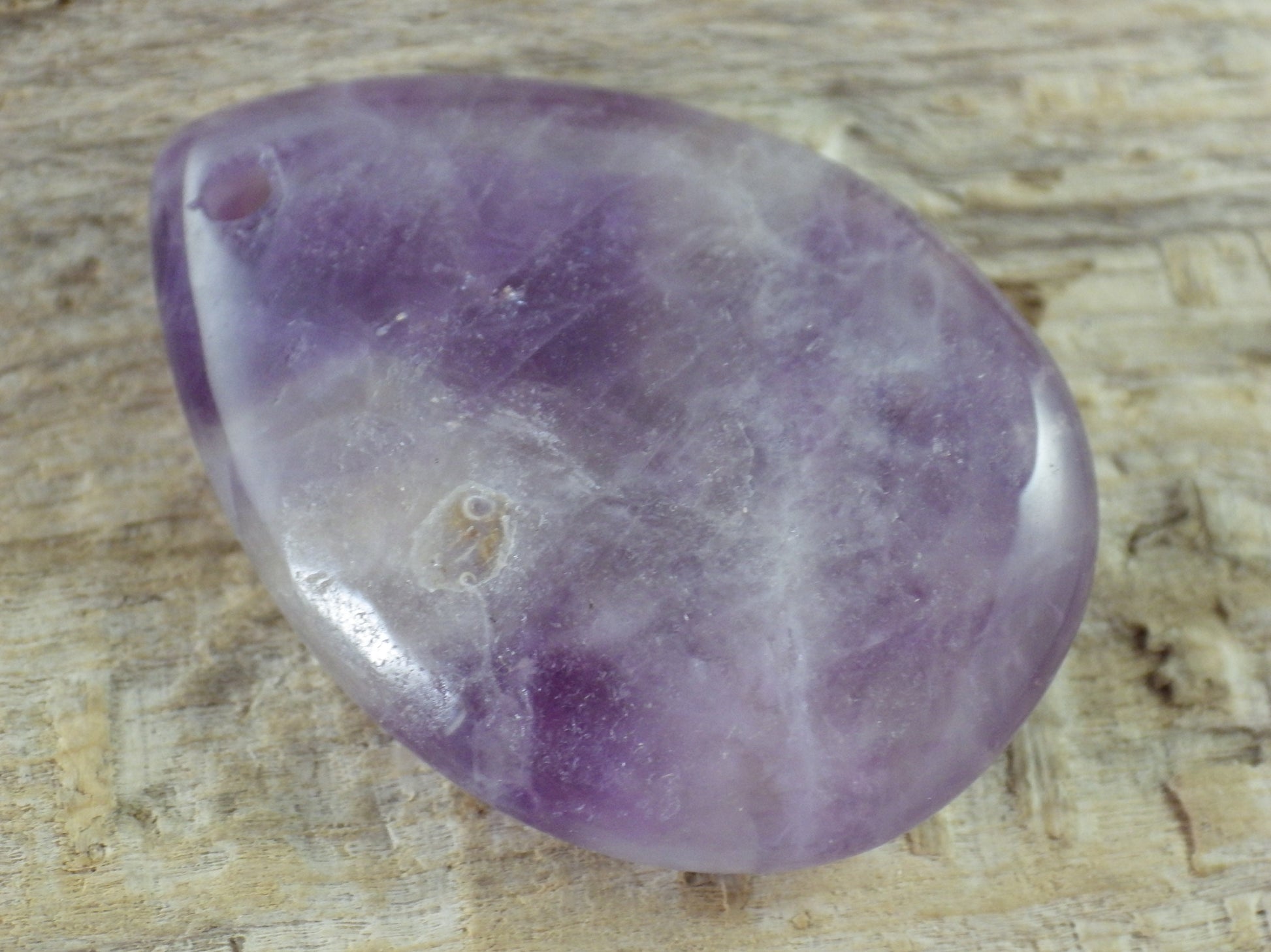 Amethyst Pendant, 36x26mm Semi Precious Gemstone, Flat Backed Teardrop, Loose Stone, Designers Stone, UK Jewellery Making Supplies K7