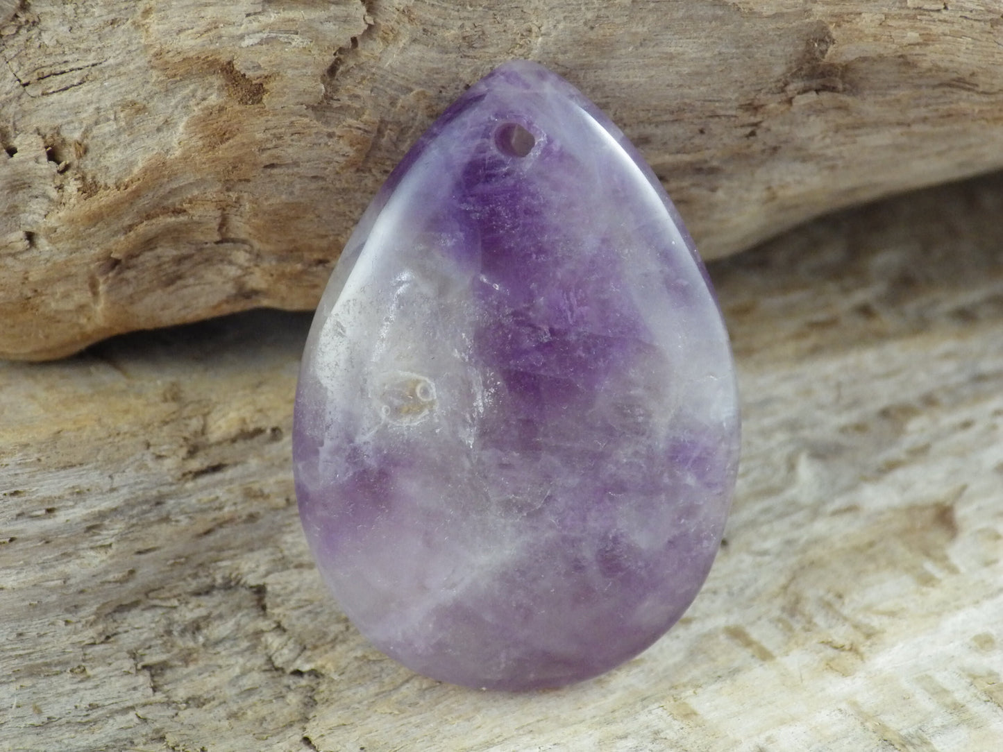 Amethyst Pendant, 36x26mm Semi Precious Gemstone, Flat Backed Teardrop, Loose Stone, Designers Stone, UK Jewellery Making Supplies K7