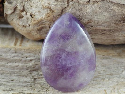 Amethyst Pendant, 36x26mm Semi Precious Gemstone, Flat Backed Teardrop, Loose Stone, Designers Stone, UK Jewellery Making Supplies K7