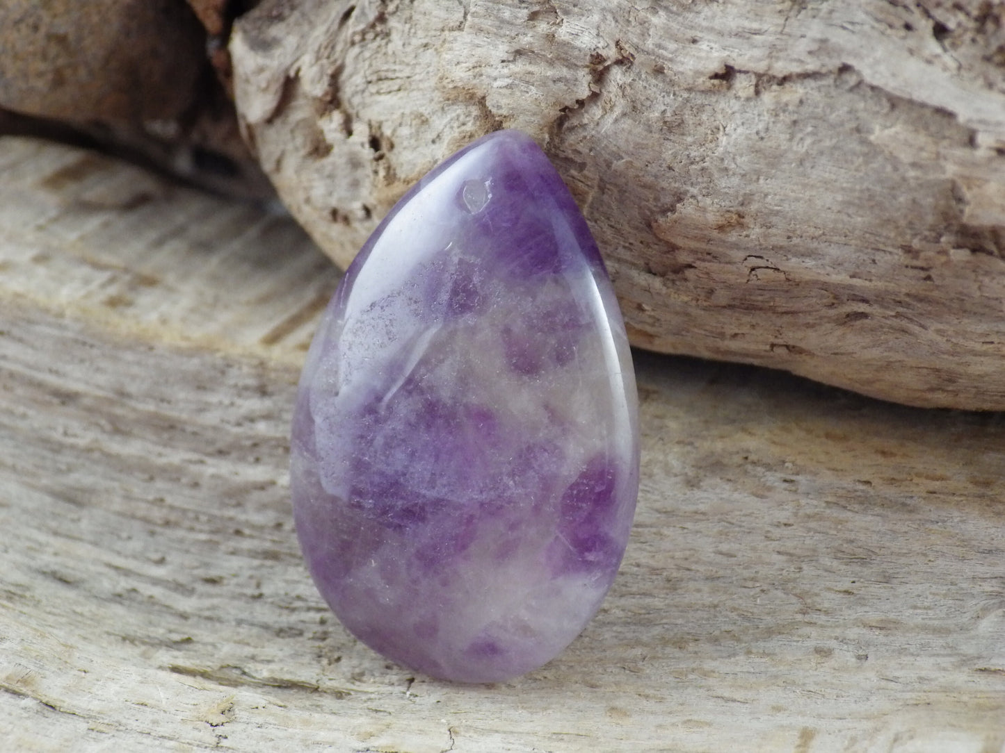 Amethyst Pendant, 36x26mm Semi Precious Gemstone, Flat Backed Teardrop, Loose Stone, Designers Stone, UK Jewellery Making Supplies K7