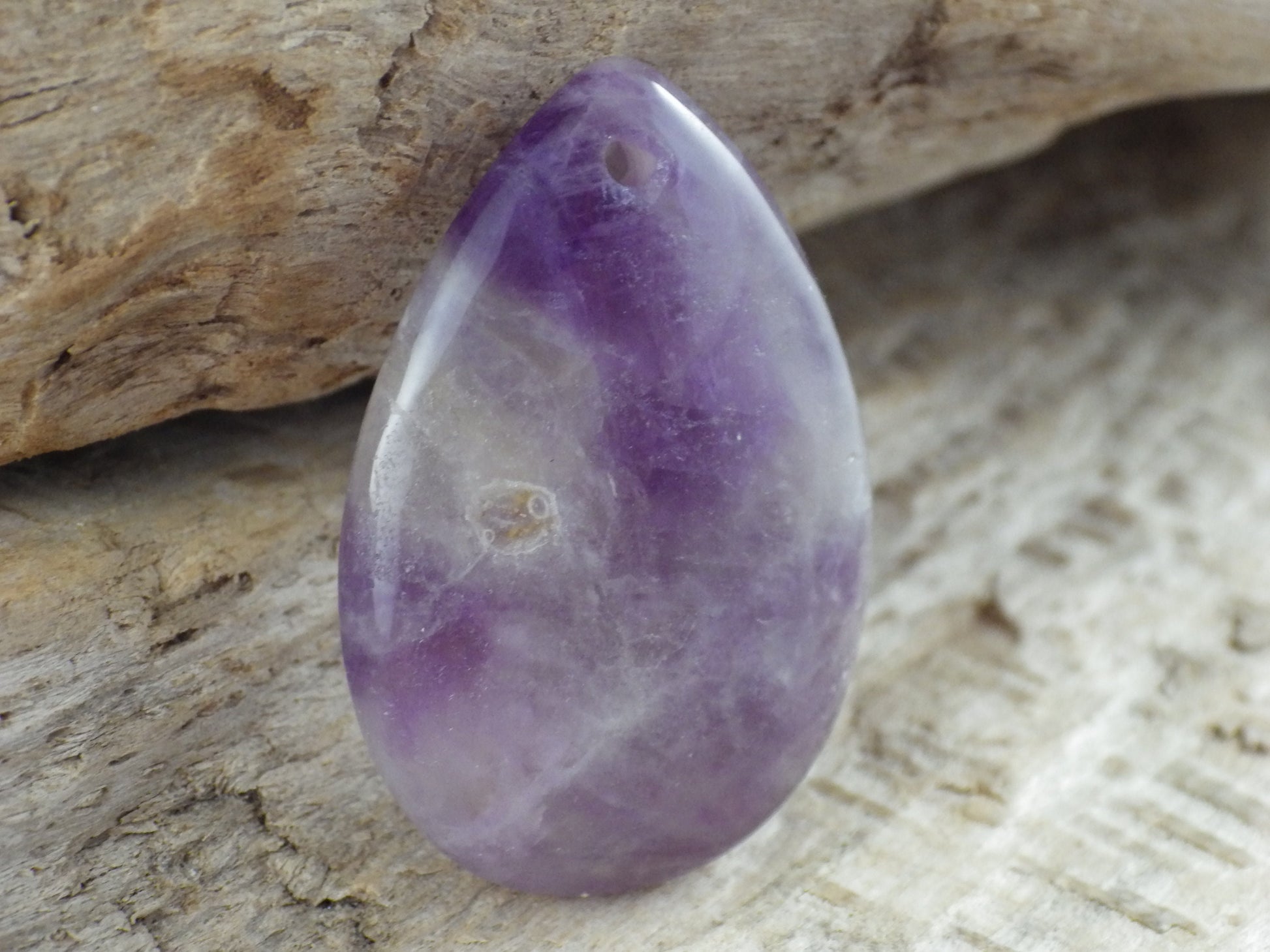 Amethyst Pendant, 36x26mm Semi Precious Gemstone, Flat Backed Teardrop, Loose Stone, Designers Stone, UK Jewellery Making Supplies K7