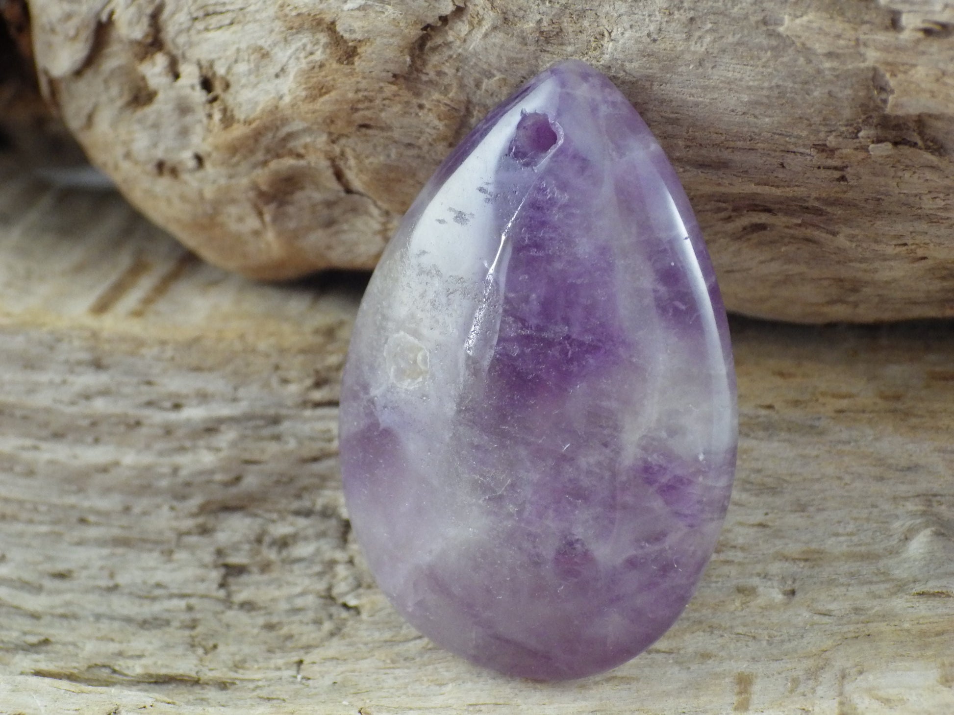 Amethyst Pendant, 36x26mm Semi Precious Gemstone, Flat Backed Teardrop, Loose Stone, Designers Stone, UK Jewellery Making Supplies K7