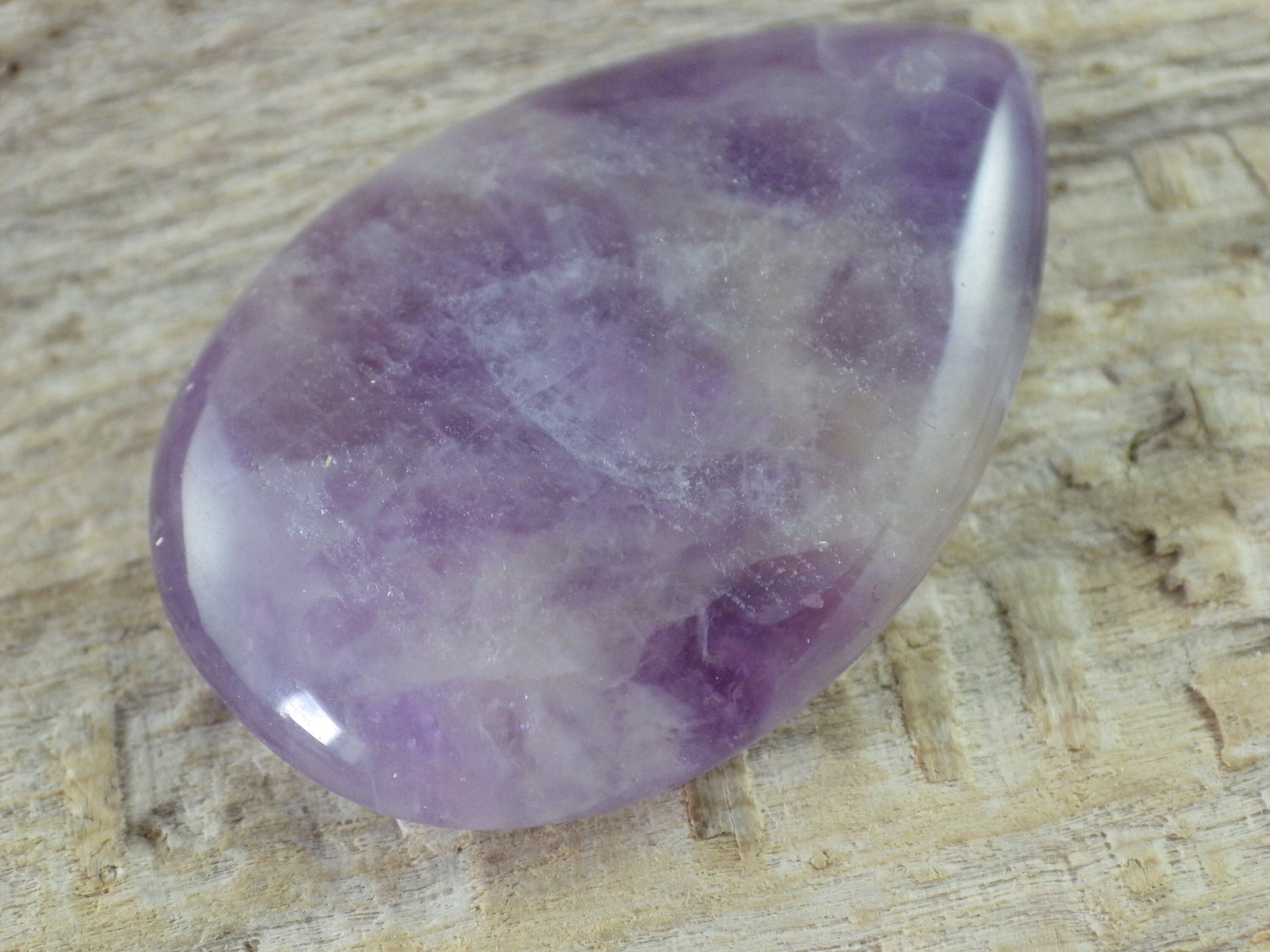 Amethyst Pendant, 36x26mm Semi Precious Gemstone, Flat Backed Teardrop, Loose Stone, Designers Stone, UK Jewellery Making Supplies K7