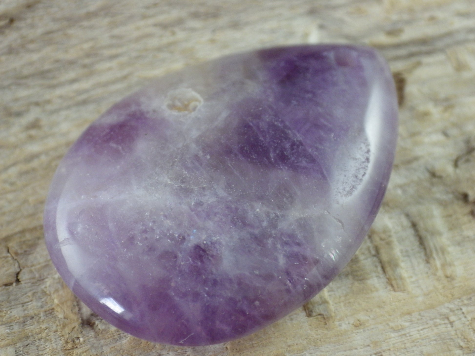 Amethyst Pendant, 36x26mm Semi Precious Gemstone, Flat Backed Teardrop, Loose Stone, Designers Stone, UK Jewellery Making Supplies K7