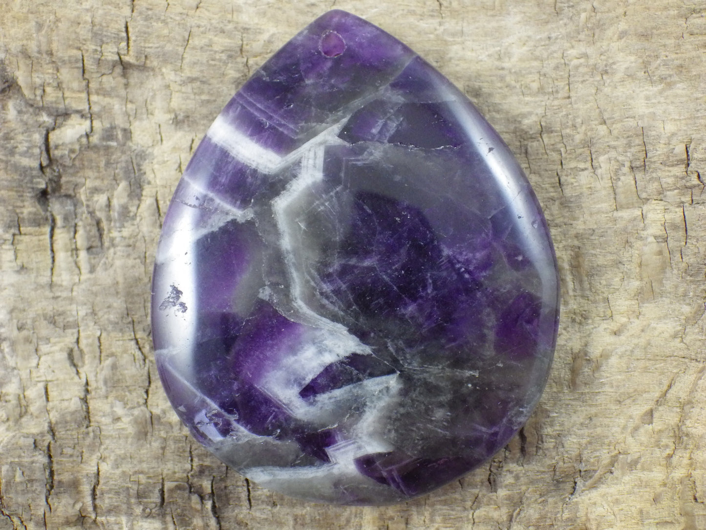 February Birthstone Amethyst Teardrop Pendant 47x38mm, Semi Precious Gemstone, Flat Backed Loose Stone, Jewellery Making Supplies G3