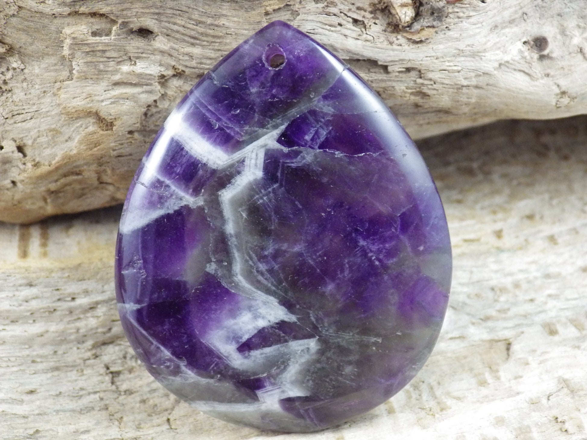 February Birthstone Amethyst Teardrop Pendant 47x38mm, Semi Precious Gemstone, Flat Backed Loose Stone, Jewellery Making Supplies G3