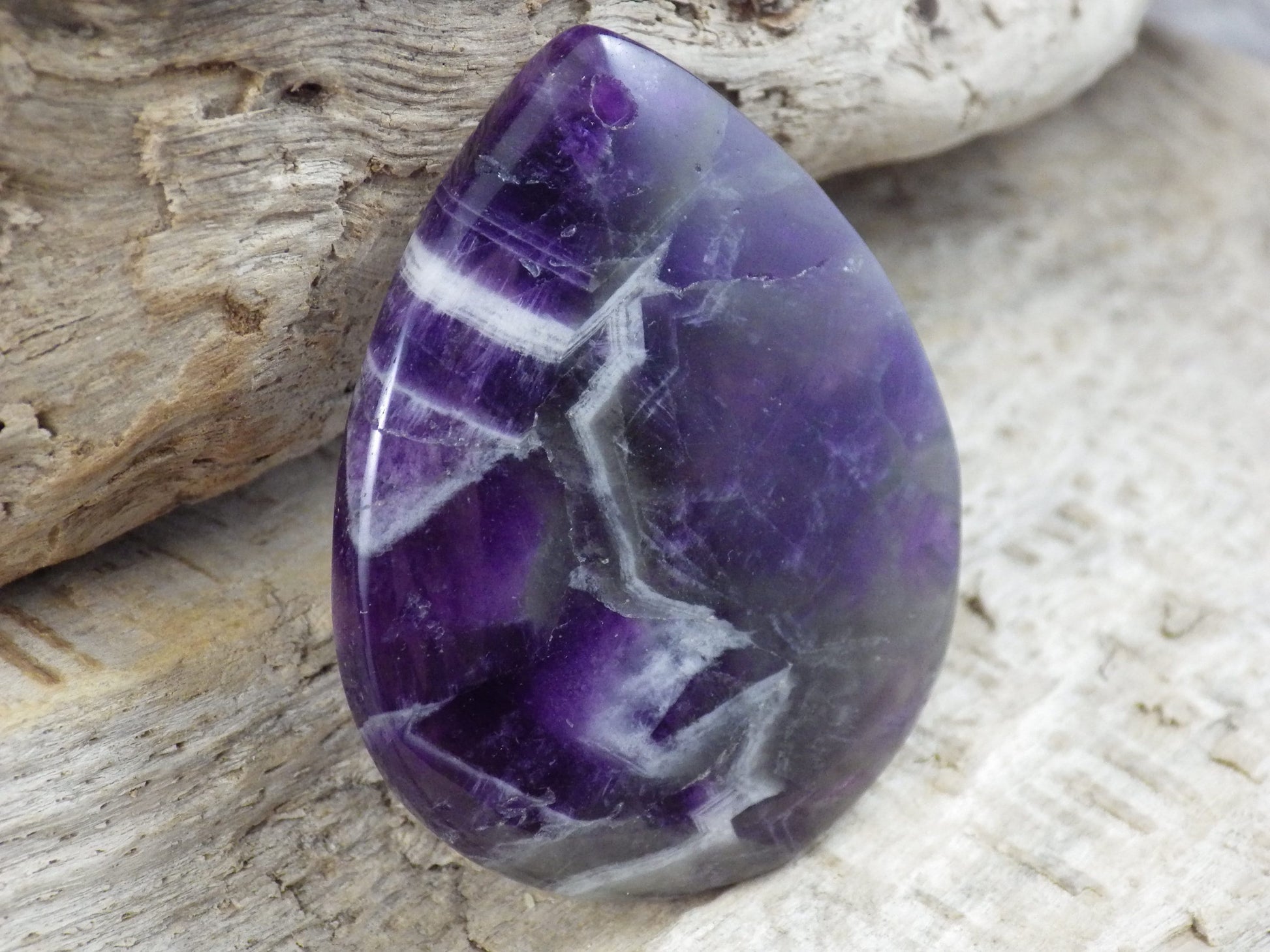 February Birthstone Amethyst Teardrop Pendant 47x38mm, Semi Precious Gemstone, Flat Backed Loose Stone, Jewellery Making Supplies G3