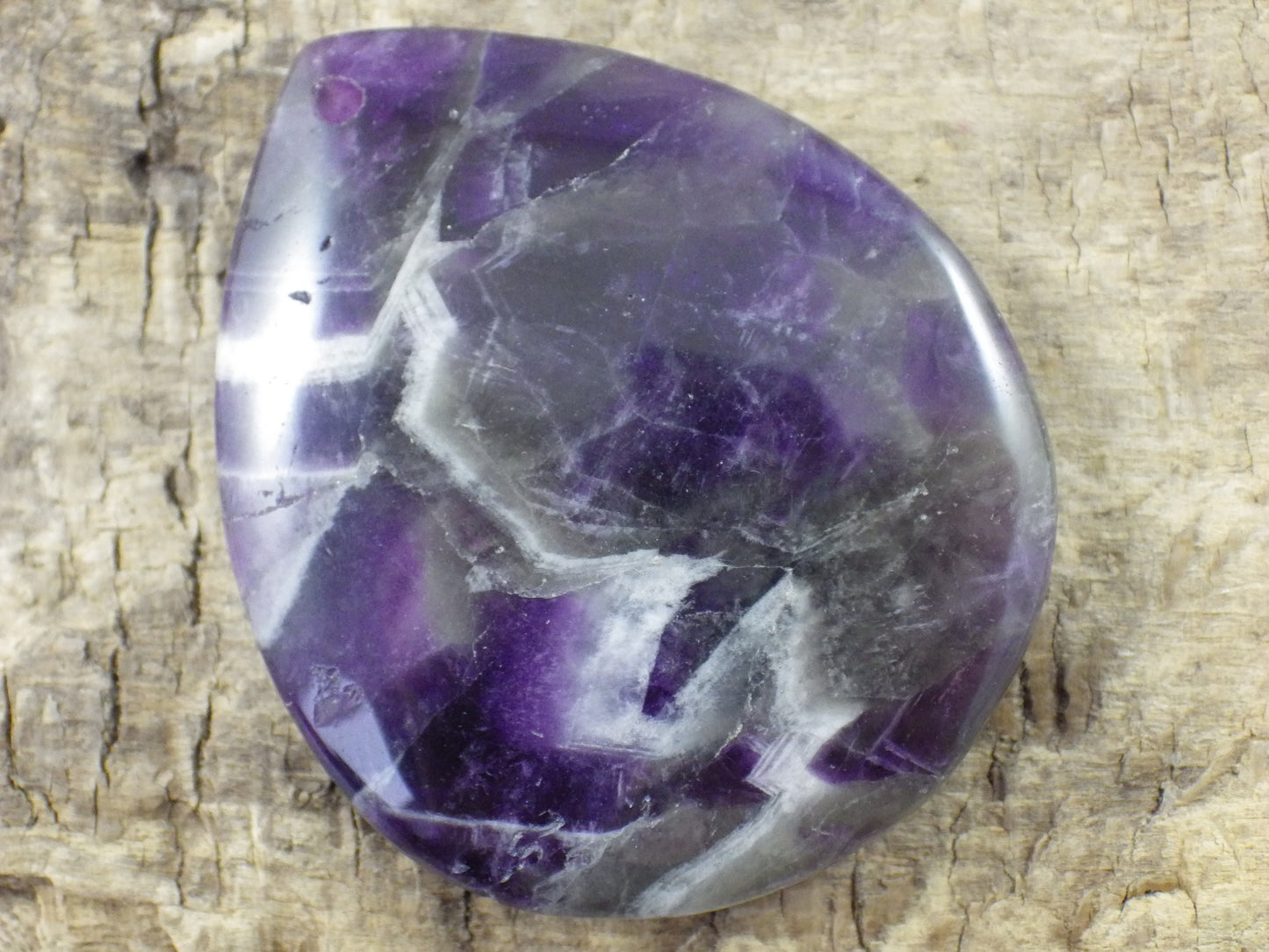 February Birthstone Amethyst Teardrop Pendant 47x38mm, Semi Precious Gemstone, Flat Backed Loose Stone, Jewellery Making Supplies G3