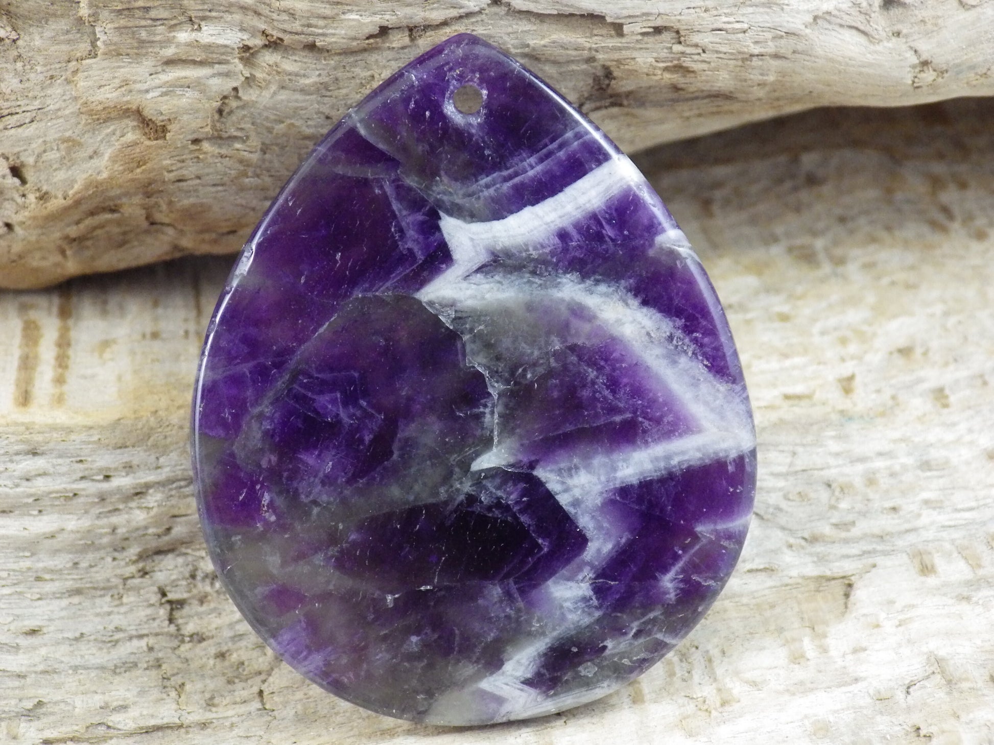 February Birthstone Amethyst Teardrop Pendant 47x38mm, Semi Precious Gemstone, Flat Backed Loose Stone, Jewellery Making Supplies G3